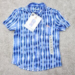 Tommy Bahama Shirt NWT Youth 3T Blue 100% Rayon Short Sleeve Button Up